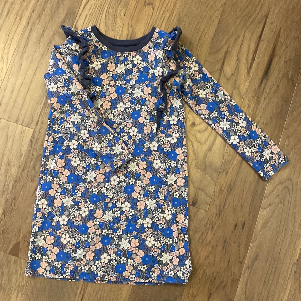 Ruffle Shoulder Royal Floral Dress by Tea Collection